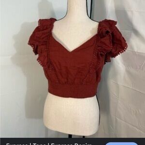 Express Rust Ruffle Blouse
